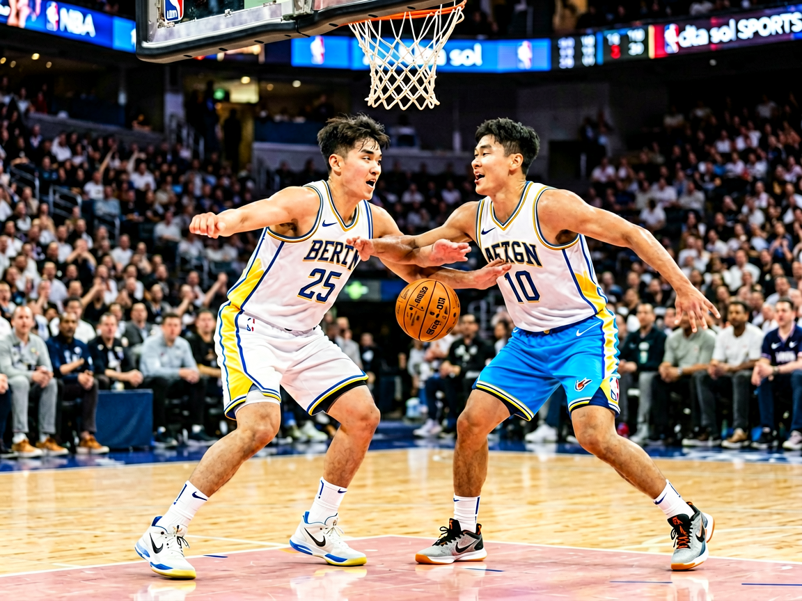 篮球比赛精彩瞬间，NBA赛场球员对抗画面